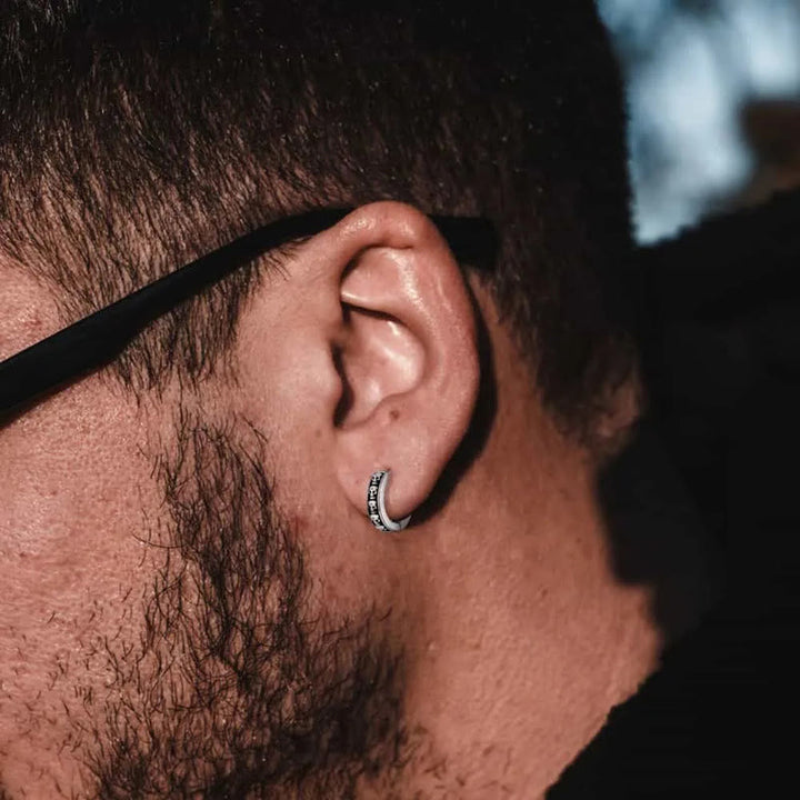 WorldNorse Viking Skull Row Huggie Earrings - image 1