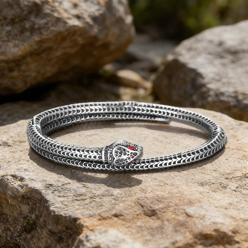 WorldNorse Nordic Red-Eye Snake Cuff Bracelet - Jormungandr - image 0