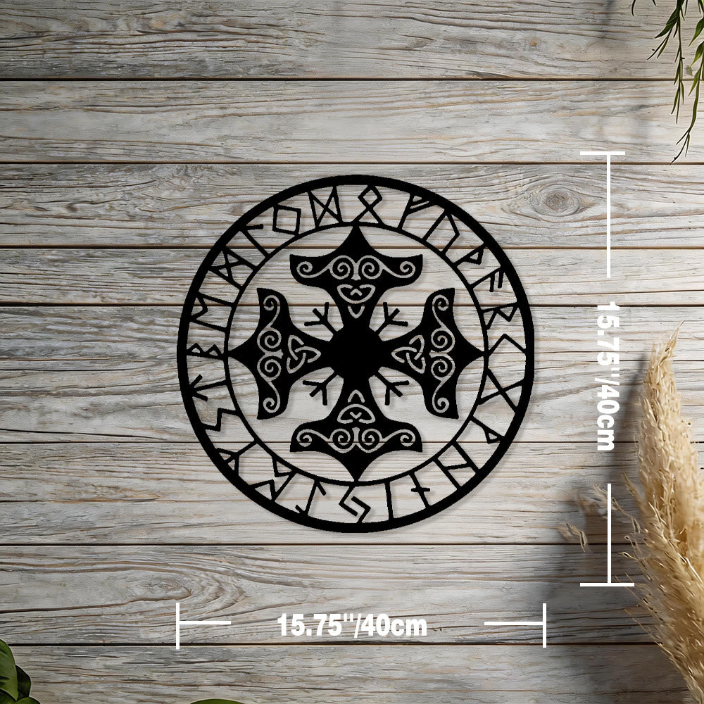 WorldNorse Triquetra Knot Cross Rune Circle Metal Wall Decor - Black - 15.75''*15.75''/40*40cm - image 2