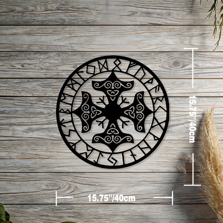WorldNorse Triquetra Knot Cross Rune Circle Metal Wall Decor - Black - 15.75''*15.75''/40*40cm - image 2