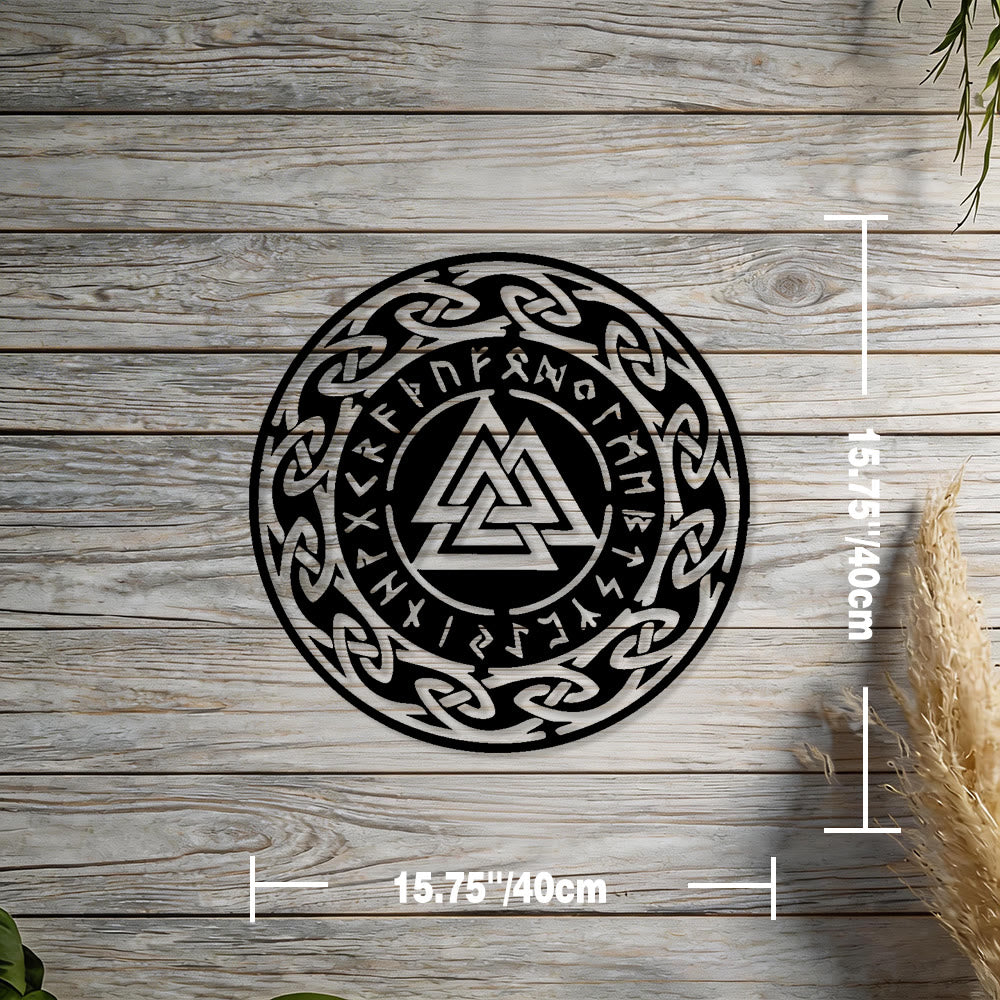 WorldNorse Valknut Celtic Knot Rune Circle Metal Wall Decor - Black - 15.75''*15.75''/40*40cm - image 2