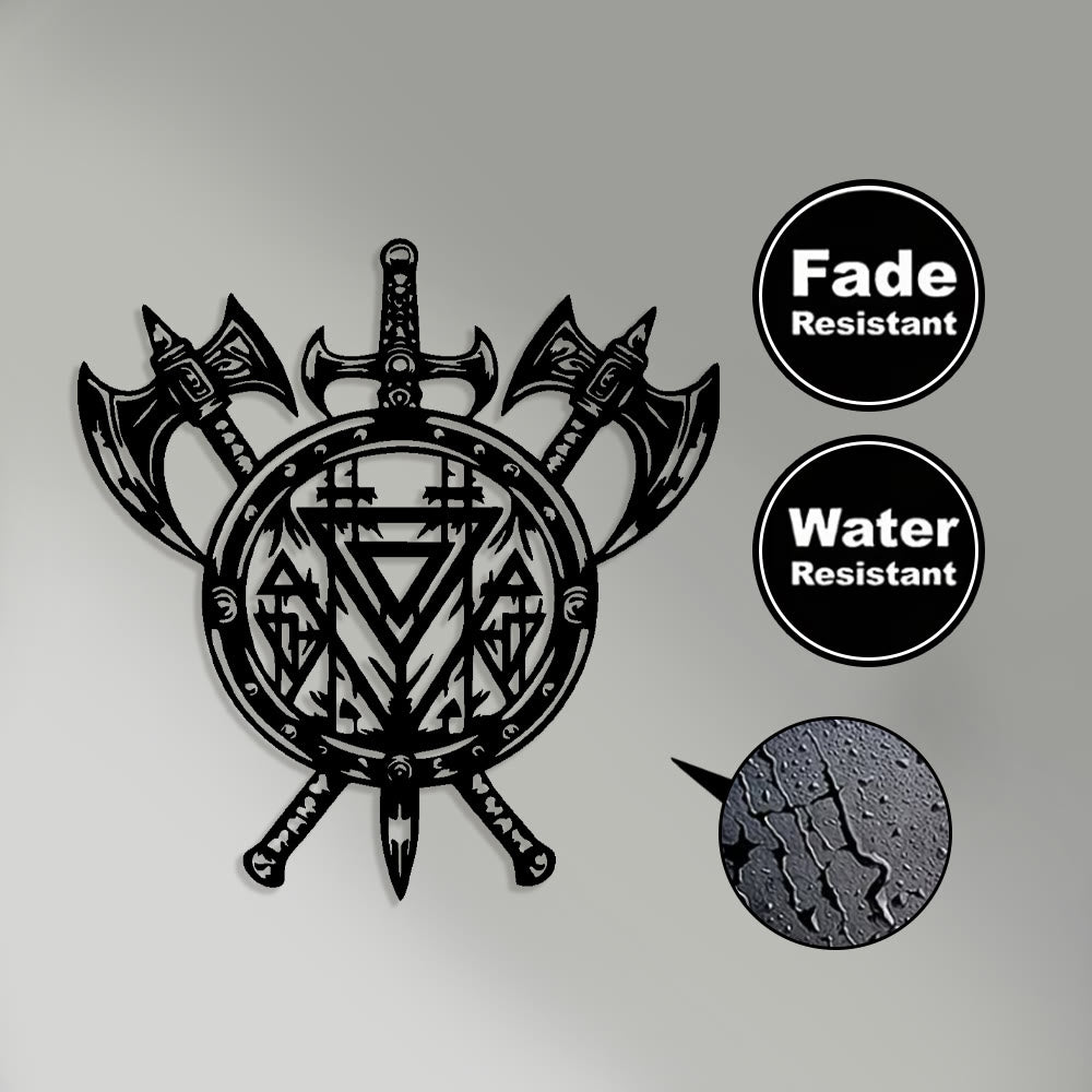 WorldNorse Valknut Shield Axe Sword Metal Wall Decor - image 3