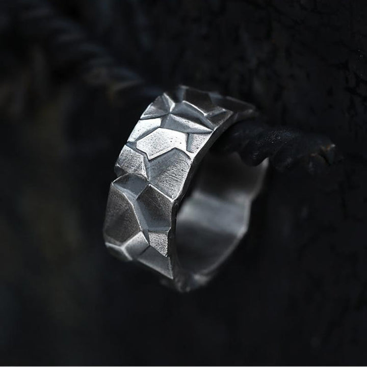 WorldNorse Handcrafted 999 Silver Rock Texture Band Ring - US 11 - NO THANKS - image 0