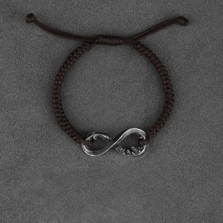 WorldNorse Handcrafted 999 Silver Infinity Knot Bracelet - Retro - Brown Rope - image 2