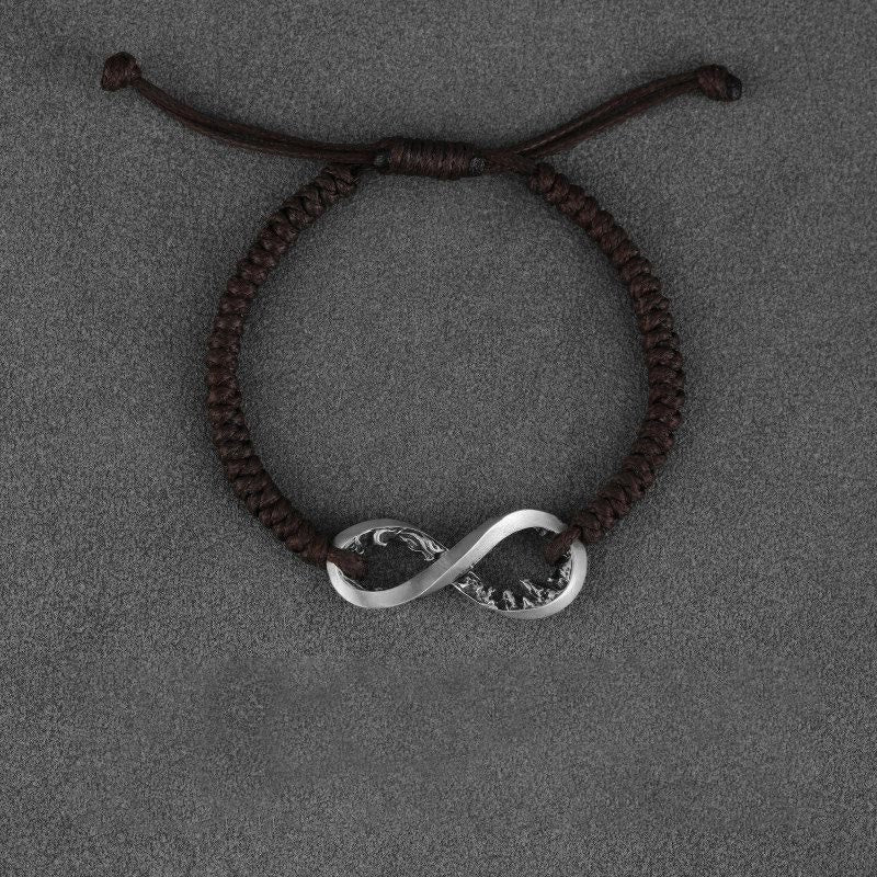 WorldNorse Handcrafted 999 Silver Infinity Knot Bracelet - Silver - Brown Rope - image 3