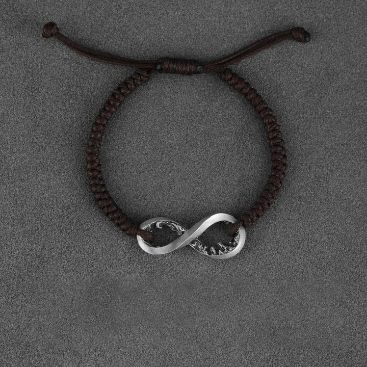 WorldNorse Handcrafted 999 Silver Infinity Knot Bracelet - Silver - Brown Rope - image 3