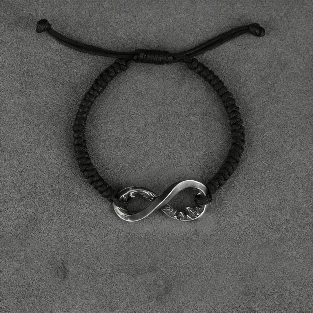 WorldNorse Handcrafted 999 Silver Infinity Knot Bracelet - Retro - Black Rope - image 8