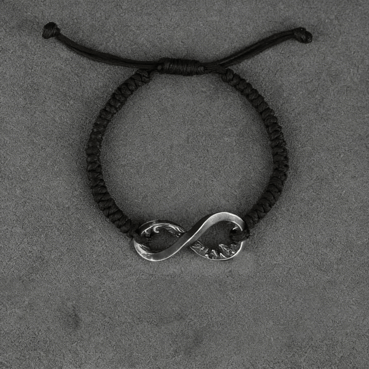 WorldNorse Handcrafted 999 Silver Infinity Knot Bracelet - Retro - Black Rope - image 8