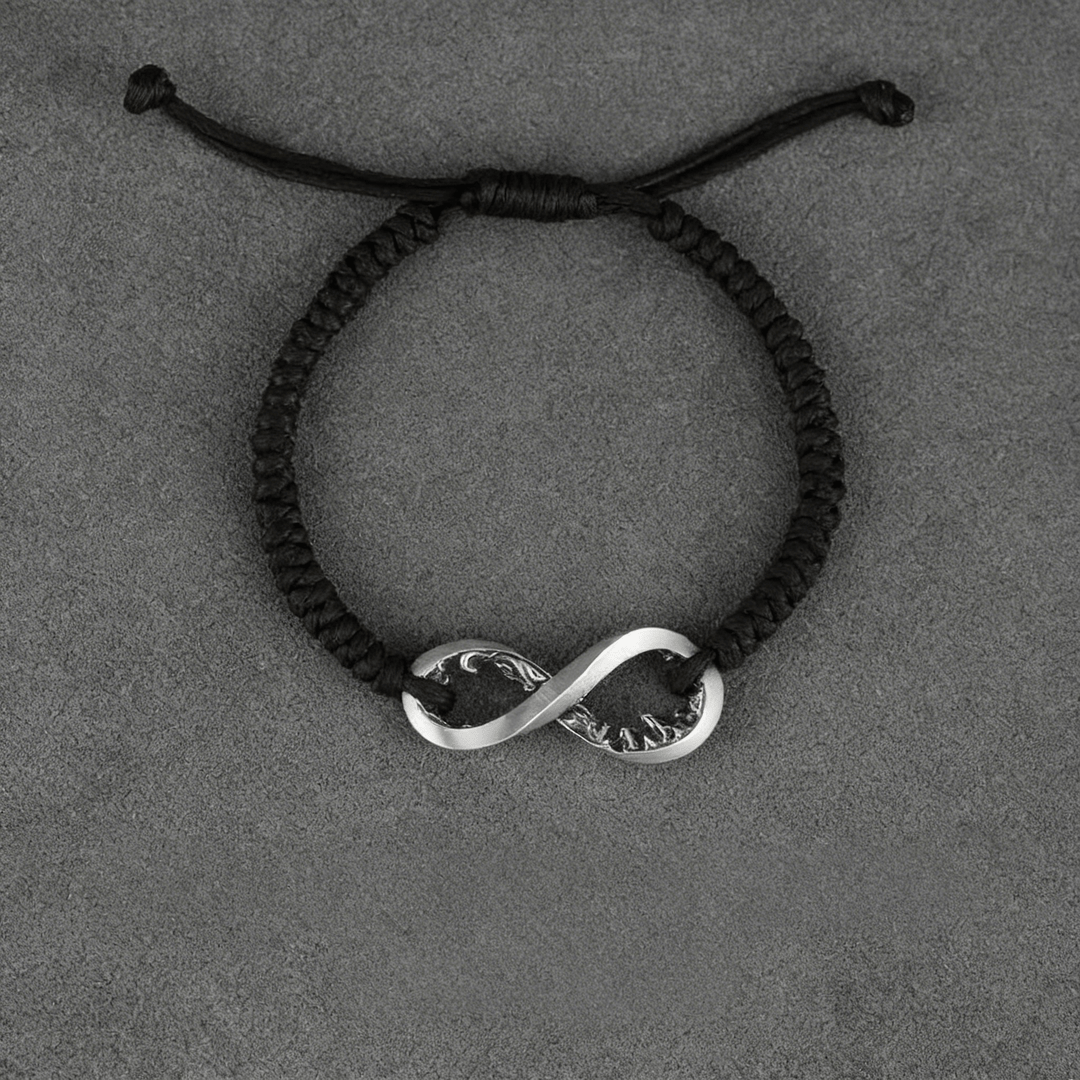 WorldNorse Handcrafted 999 Silver Infinity Knot Bracelet - Silver - Black Rope - image 9