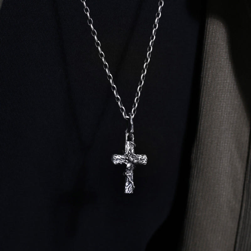 WorldNorse Handcrafted 999 Silver Thorn Cross Rose Necklace - image 6