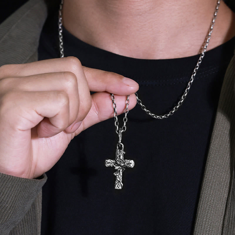 WorldNorse Handcrafted 999 Silver Thorn Cross Rose Necklace - image 5