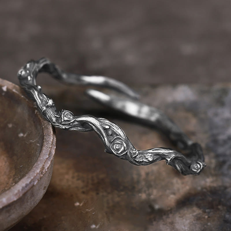 WorldNorse Handcrafted 999 Silver Thorn Rose Branch Bracelet - Bracelet - NO THANKS - image 0