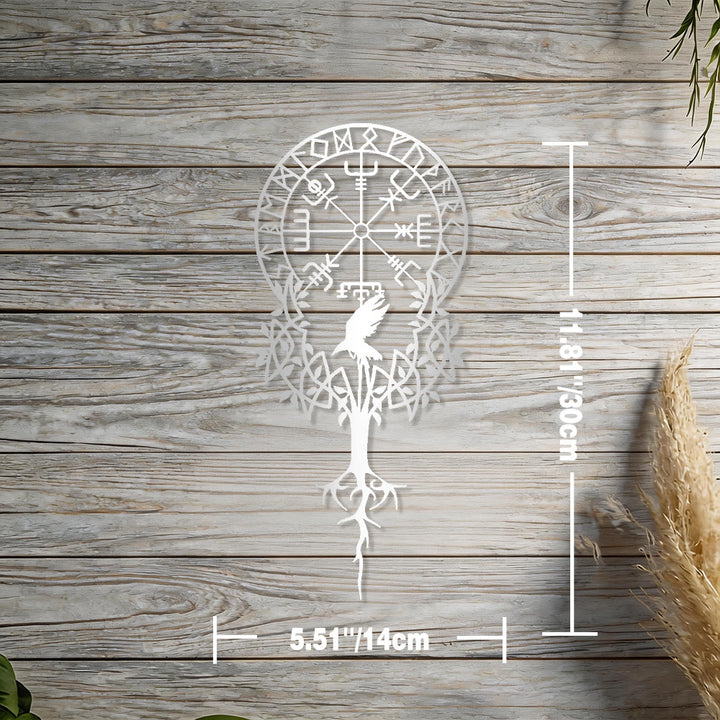 WorldNorse Viking Vegvisir Raven Yggdrasil Metal Wall Decor - Silver - 5.51''*11.81''/14*30cm - image 13