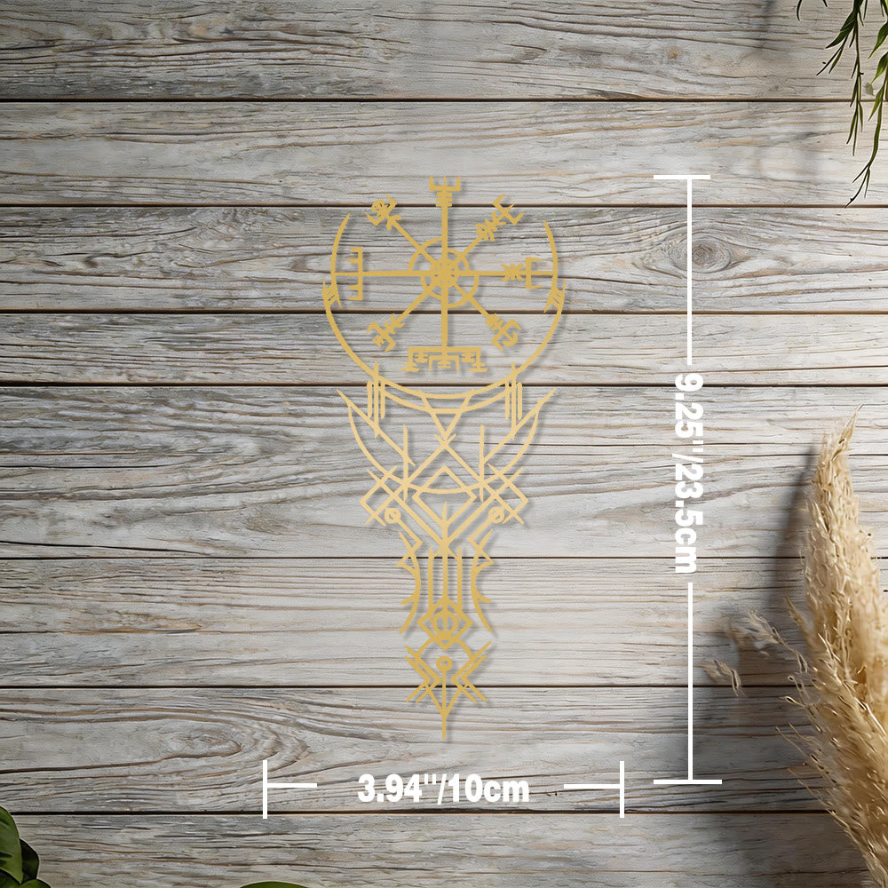 WorldNorse Viking Vegvisir Compass Totem Metal Wall Decor - Gold - 3.94''*9.25''/10*23.5cm - image 8
