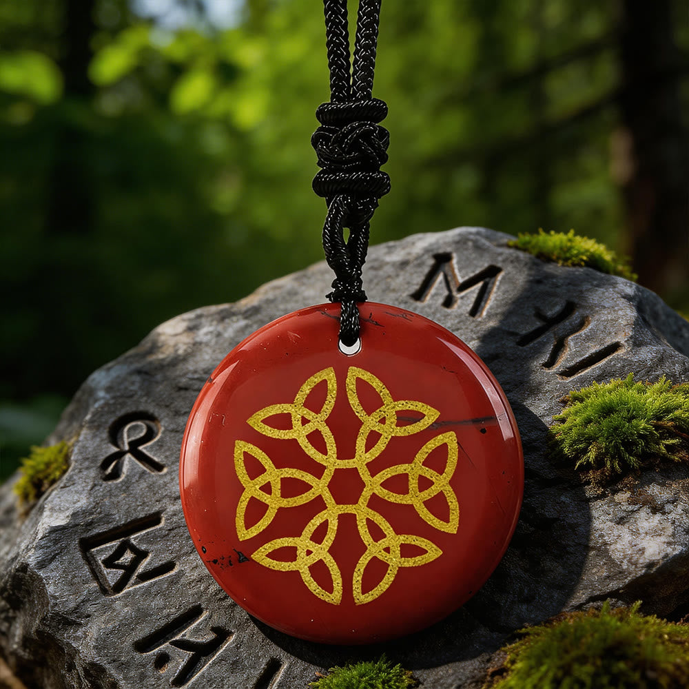 WorldNorse Triquetra Flower Knot Crystal Necklace - Red Jasper - image 5