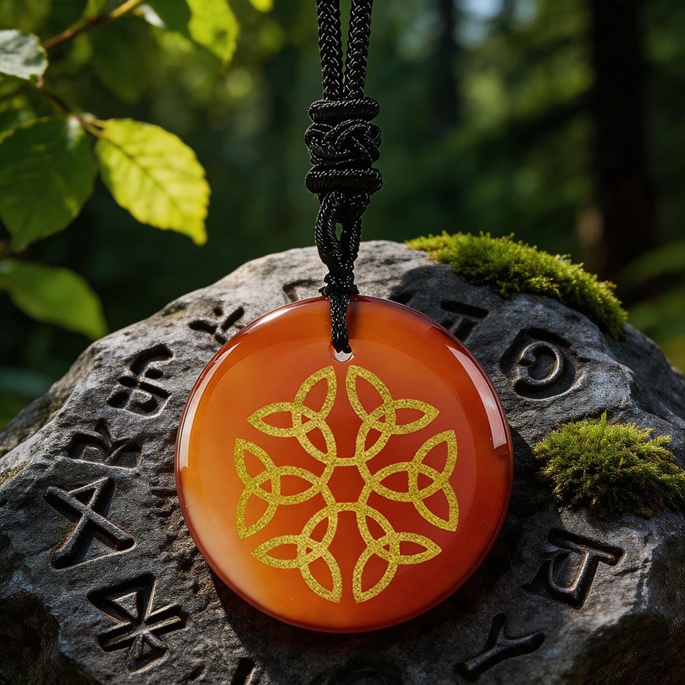 WorldNorse Triquetra Flower Knot Crystal Necklace - Red Agate - image 8