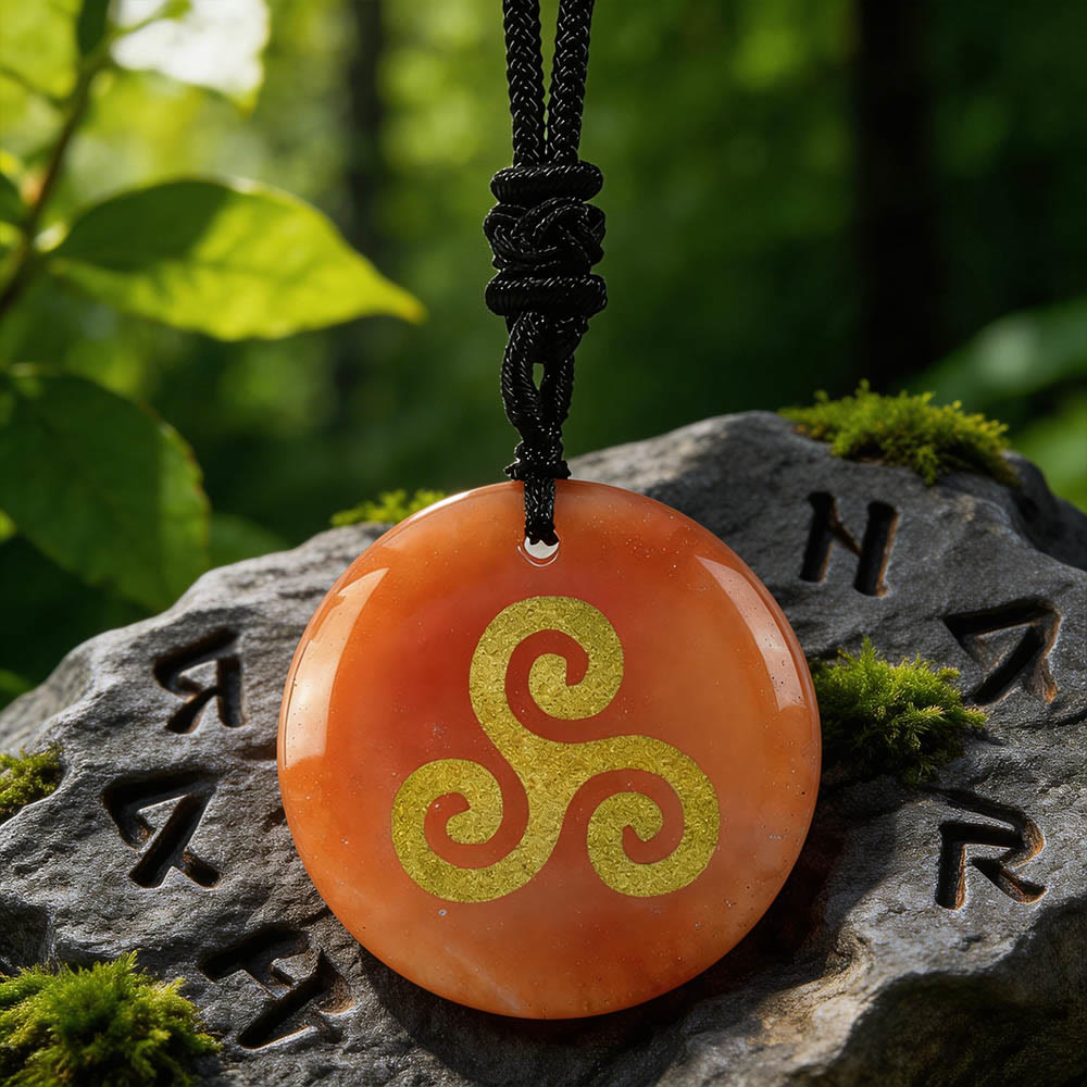 WorldNorse Triskelion Spiral Knot Crystal Necklace - Red Aventurine - image 9
