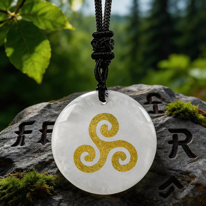 WorldNorse Triskelion Spiral Knot Crystal Necklace - Clear Quartz - image 6