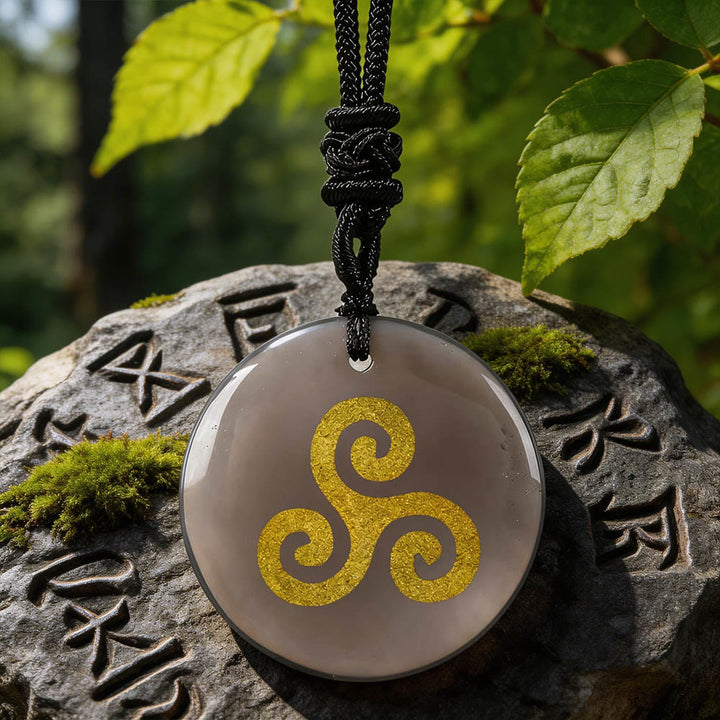 WorldNorse Triskelion Spiral Knot Crystal Necklace - Clear Agate - image 10