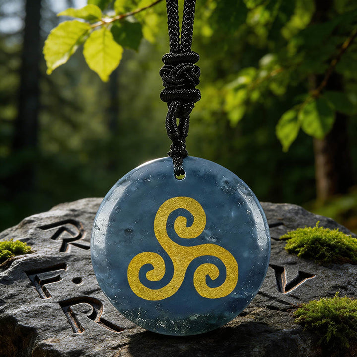WorldNorse Triskelion Spiral Knot Crystal Necklace - Blue Aventurine - image 12