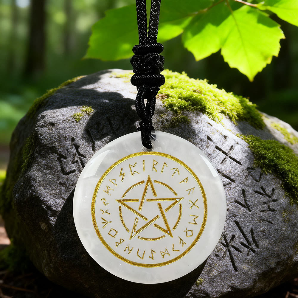 WorldNorse Pentacle Rune Warding Crystal Necklace - Clear Quartz - image 6