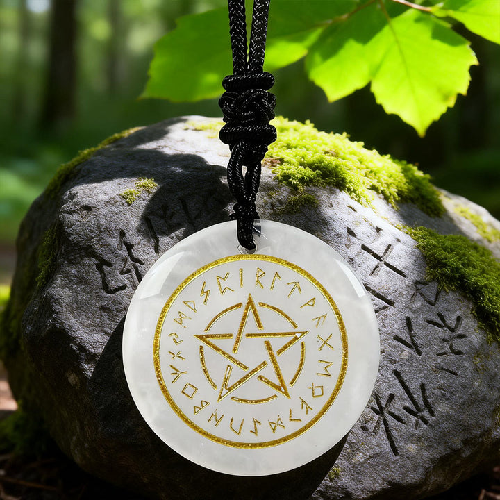WorldNorse Pentacle Rune Warding Crystal Necklace - Clear Quartz - image 6