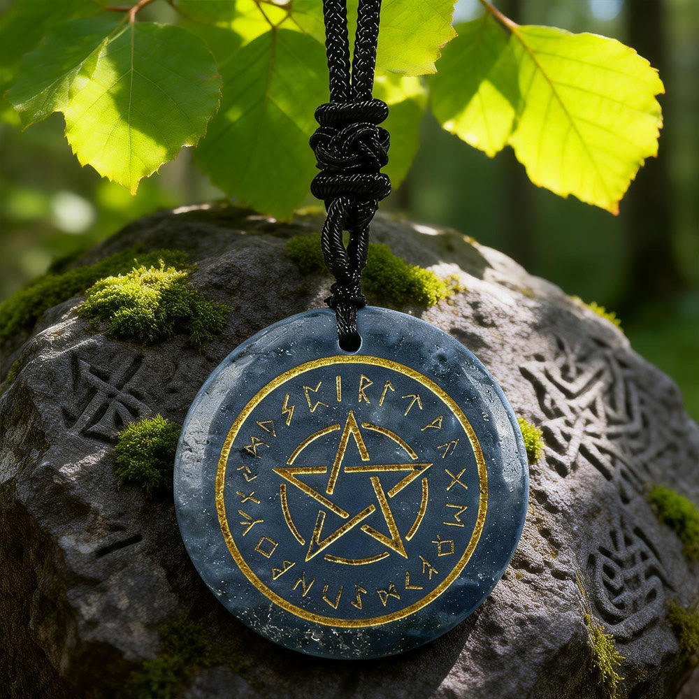 WorldNorse Pentacle Rune Warding Crystal Necklace - Blue Aventurine - image 12