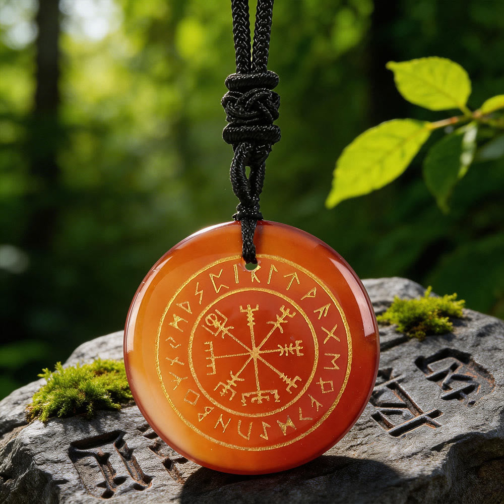 WorldNorse Vegvisir Rune Guidance Crystal Necklace - Red Agate - image 10