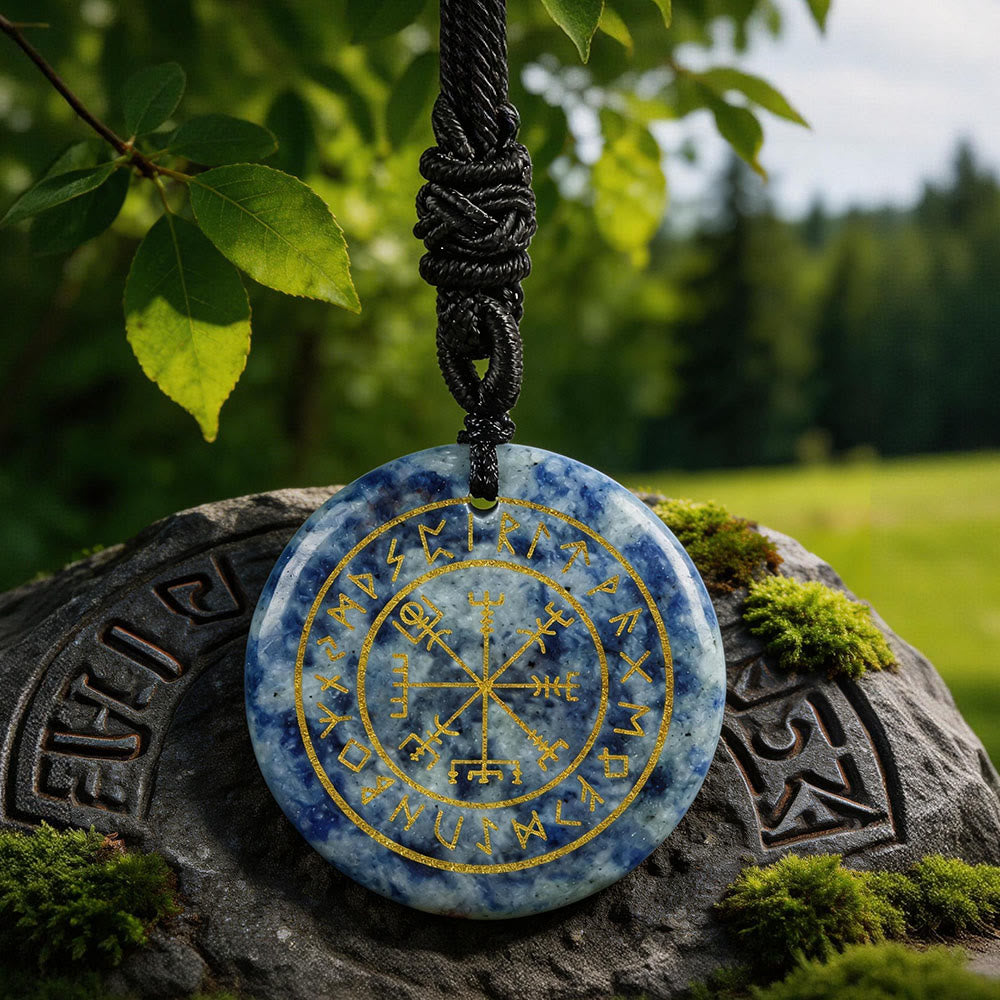 WorldNorse Vegvisir Rune Guidance Crystal Necklace - Blue Spot Jasper - image 14