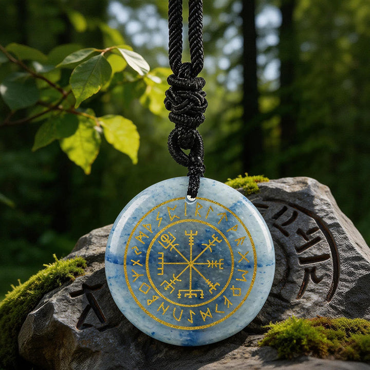 WorldNorse Vegvisir Rune Guidance Crystal Necklace - Blue Aventurine - image 15