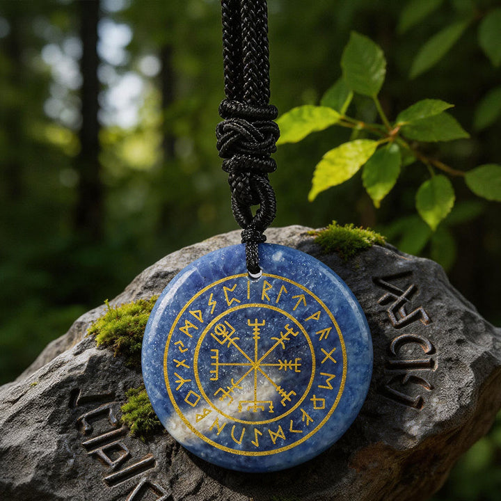 WorldNorse Vegvisir Rune Guidance Crystal Necklace - Blue Sodalite - image 13