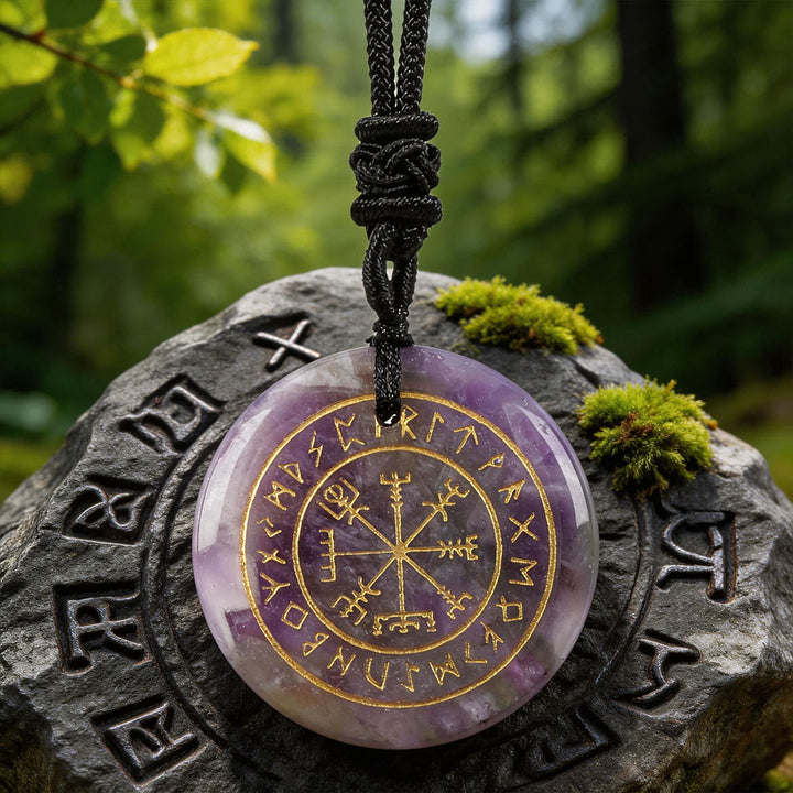 WorldNorse Vegvisir Rune Guidance Crystal Necklace - Amethyst - image 9