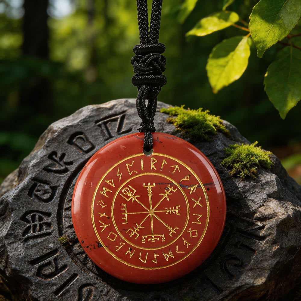 WorldNorse Vegvisir Rune Guidance Crystal Necklace - Red Jasper - image 6