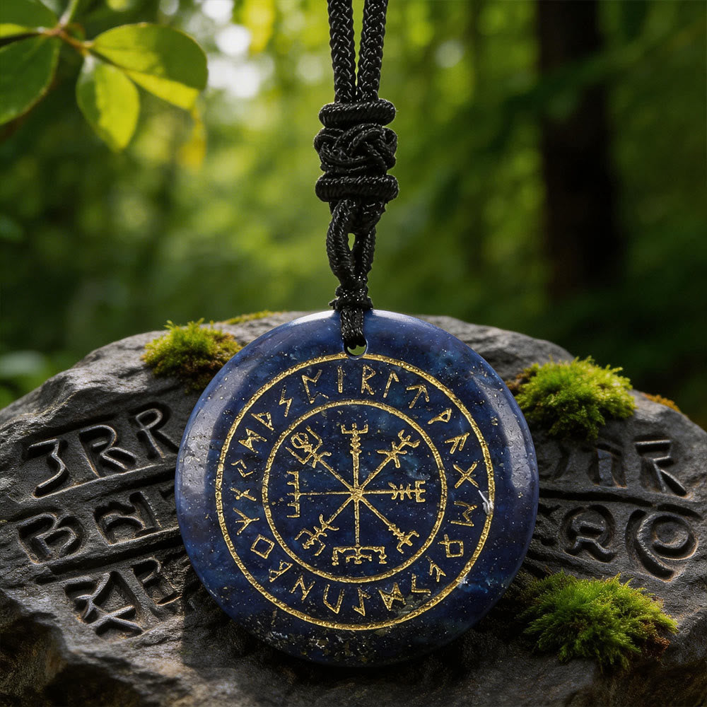 WorldNorse Vegvisir Rune Guidance Crystal Necklace - Lapis Lazuli - image 8