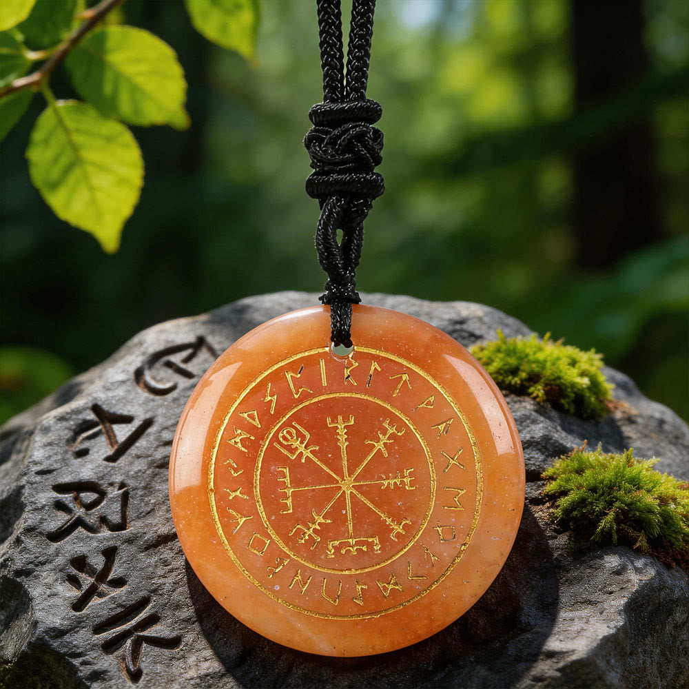 WorldNorse Vegvisir Rune Guidance Crystal Necklace - Red Aventurine - image 11