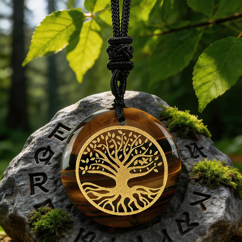 WorldNorse Yggdrasil Life Root Crystal Necklace - Tiger's Eye - image 2