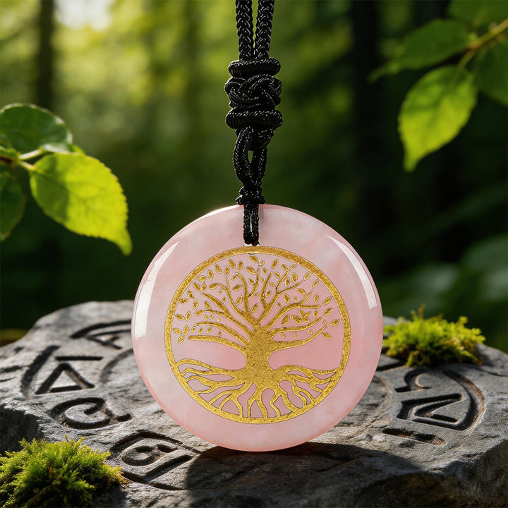 WorldNorse Yggdrasil Life Root Crystal Necklace - Rose Quartz - image 4