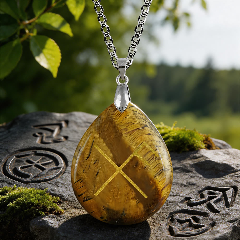 WorldNorse Viking Gibo Auja Teardrop Crystal Necklace - Tiger's Eye - image 3