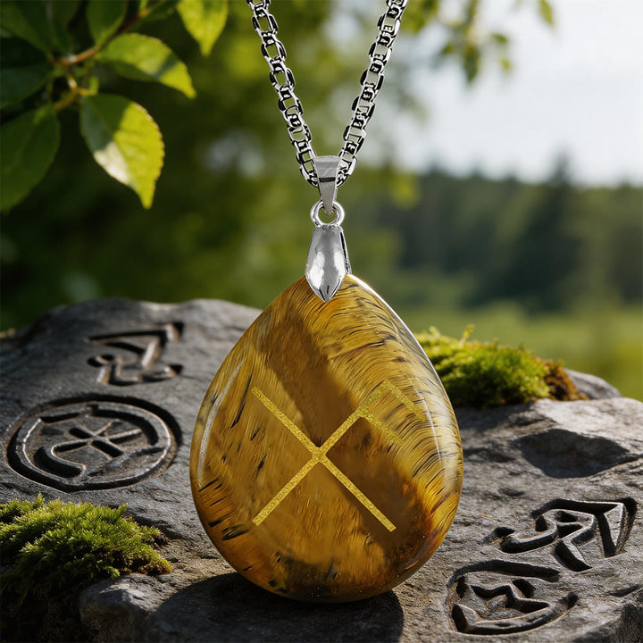 WorldNorse Viking Gibo Auja Teardrop Crystal Necklace - Tiger's Eye - image 3