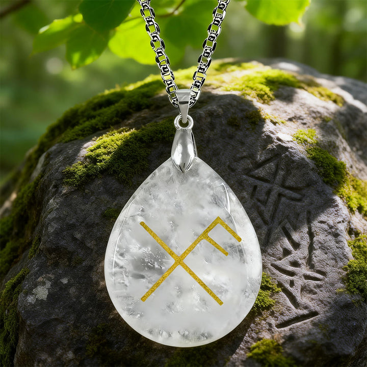 WorldNorse Viking Gibo Auja Teardrop Crystal Necklace - Clear Quartz - image 10