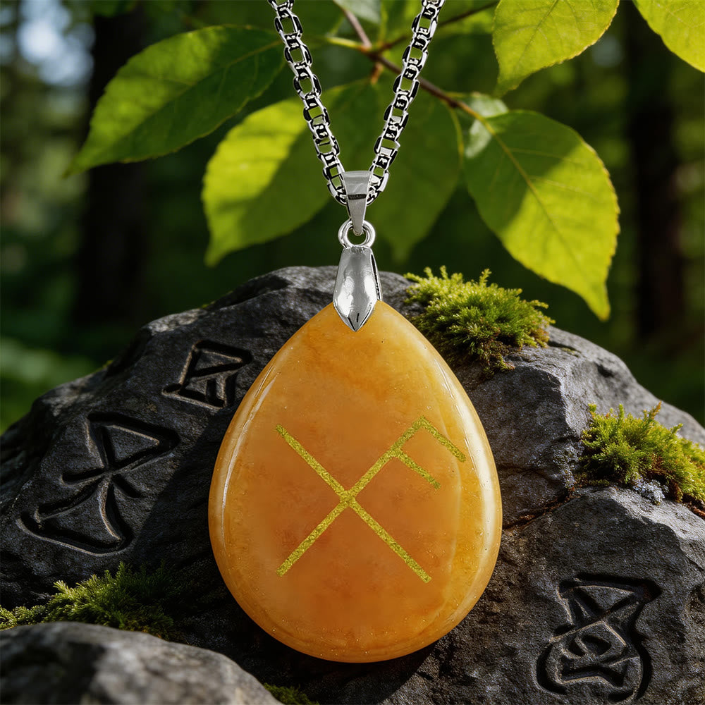 WorldNorse Viking Gibo Auja Teardrop Crystal Necklace - Red Aventurine - image 2