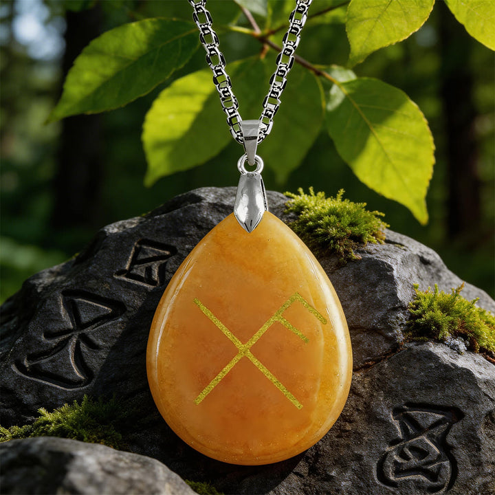 WorldNorse Viking Gibo Auja Teardrop Crystal Necklace - Red Aventurine - image 2