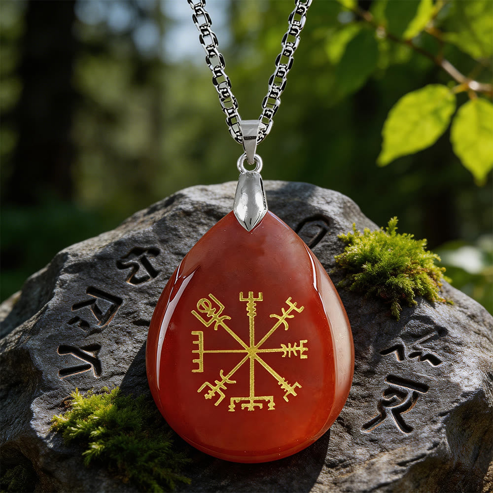 WorldNorse Vegvisir Compass Pathguard Crystal Necklace - Red Agate - image 8