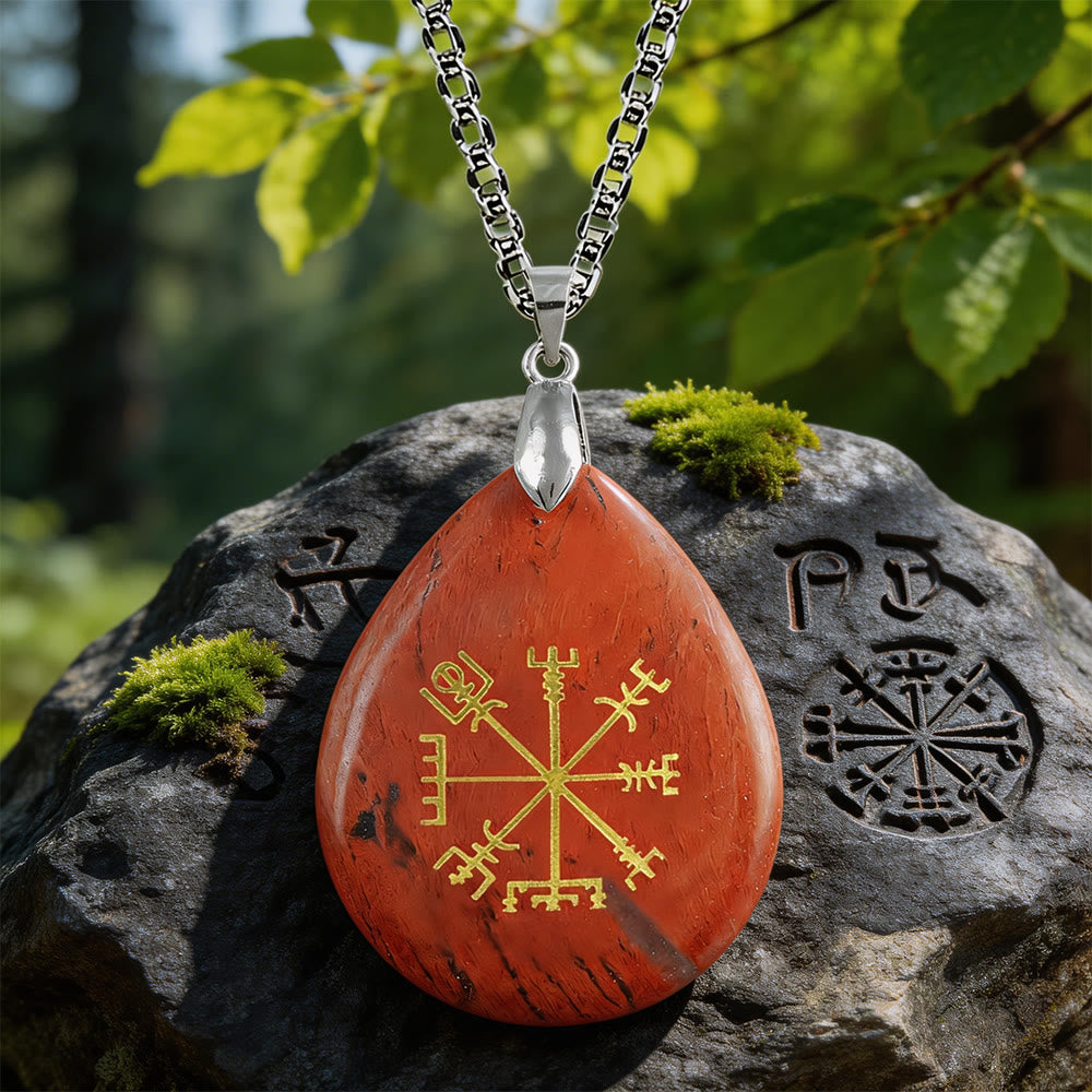 WorldNorse Vegvisir Compass Pathguard Crystal Necklace - Red Jasper - image 10