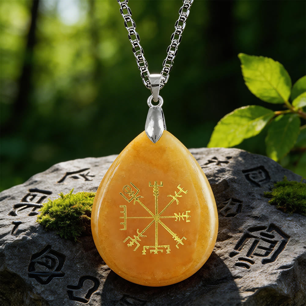 WorldNorse Vegvisir Compass Pathguard Crystal Necklace - Red Aventurine - image 3