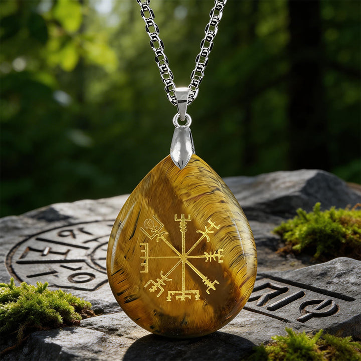 WorldNorse Vegvisir Compass Pathguard Crystal Necklace - Tiger's Eye - image 4