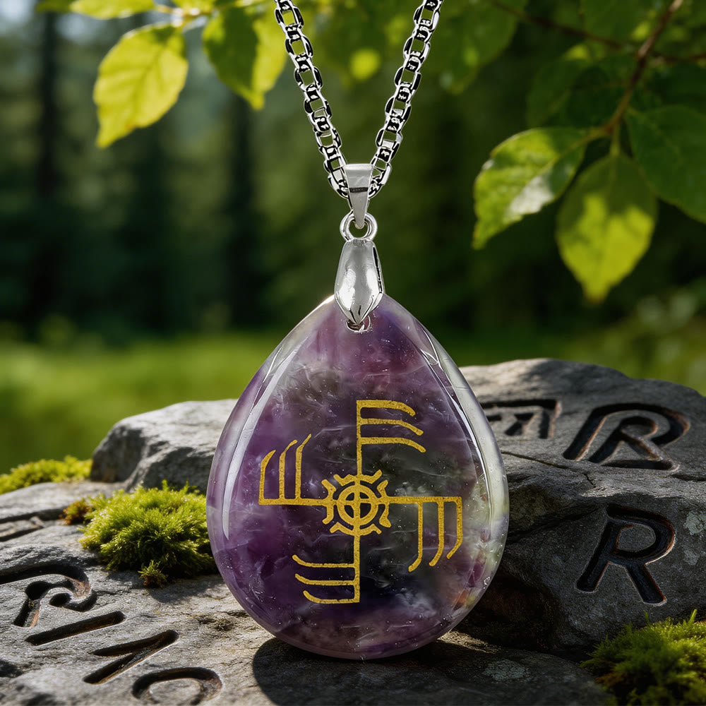 WorldNorse Ginfaxi Victory Rune Crystal Necklace - Amethyst - image 5