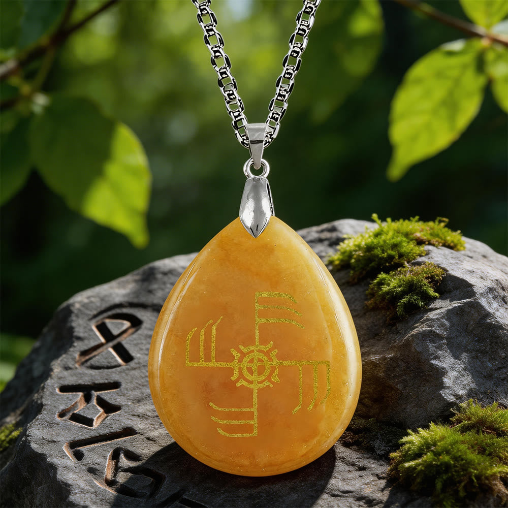 WorldNorse Ginfaxi Victory Rune Crystal Necklace - Red Aventurine - image 3