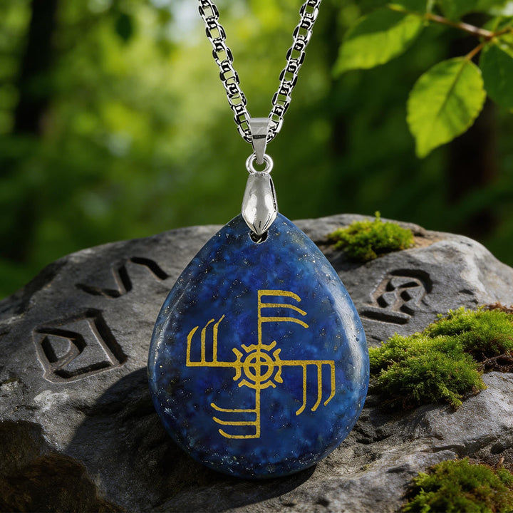 WorldNorse Ginfaxi Victory Rune Crystal Necklace - Lapis Lazuli - image 8