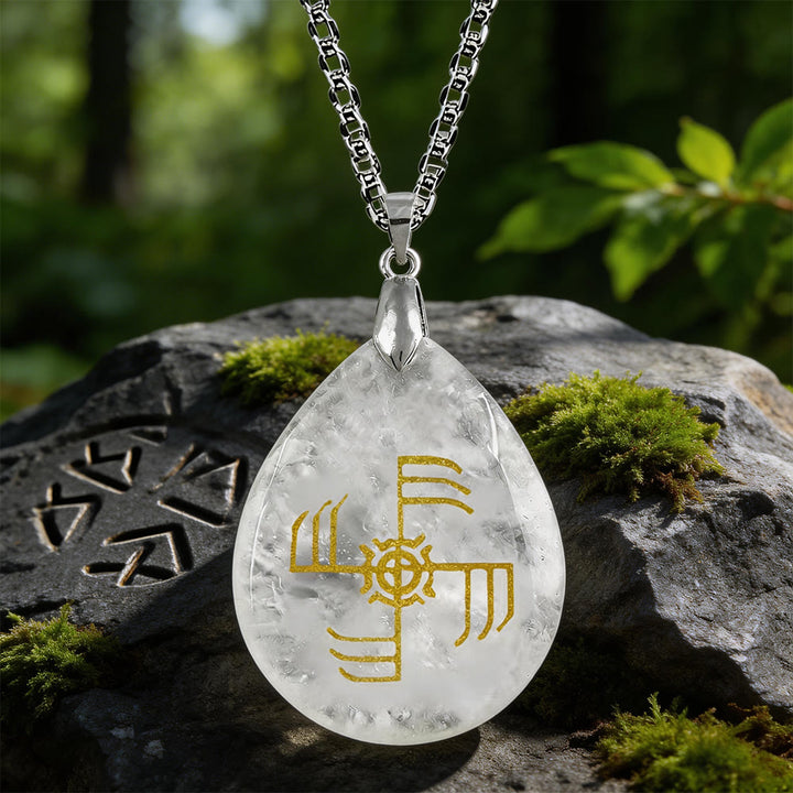 WorldNorse Ginfaxi Victory Rune Crystal Necklace - Clear Quartz - image 10
